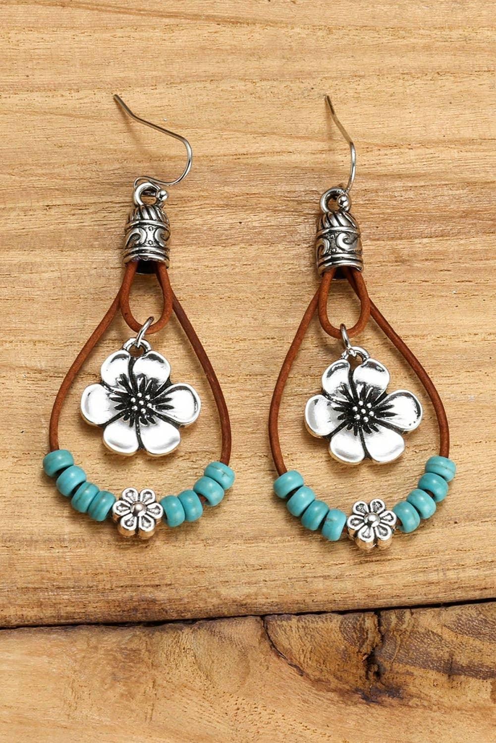 Western Fashion Flower Beaded Hook Drop Earrings - Southern Sassy Boutique