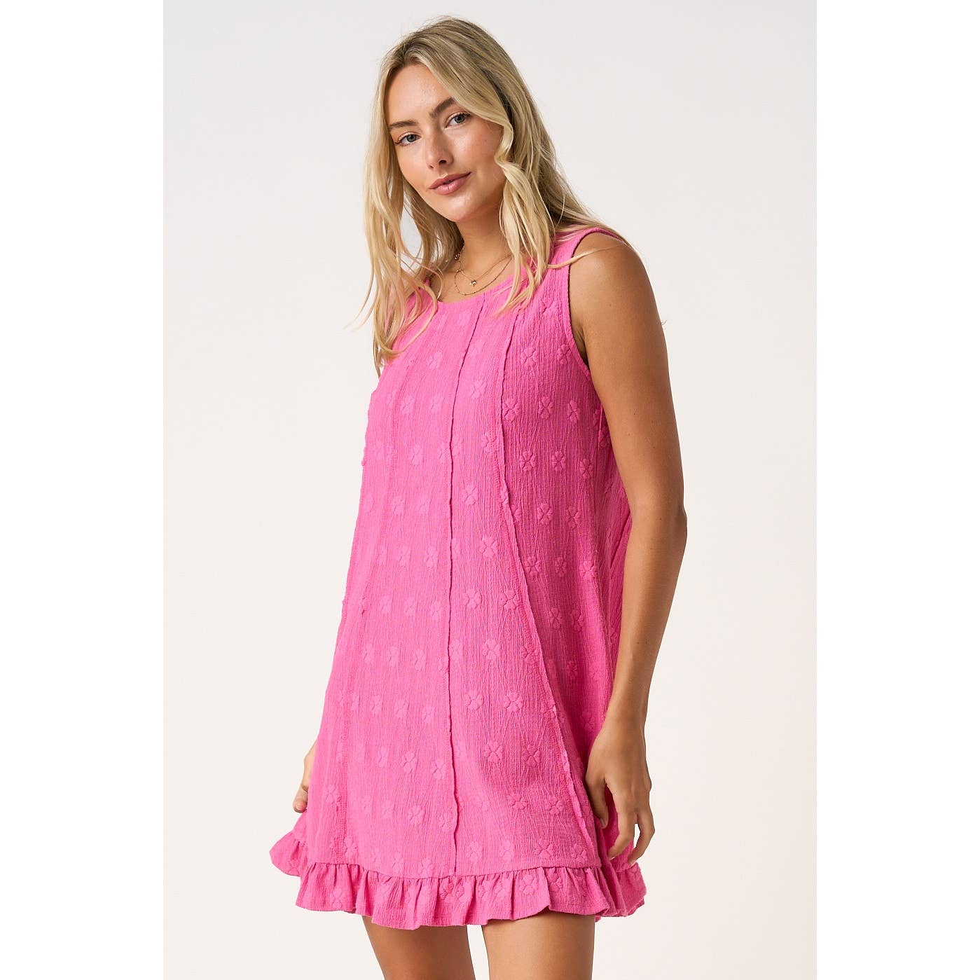 Flower StampTextured Dress