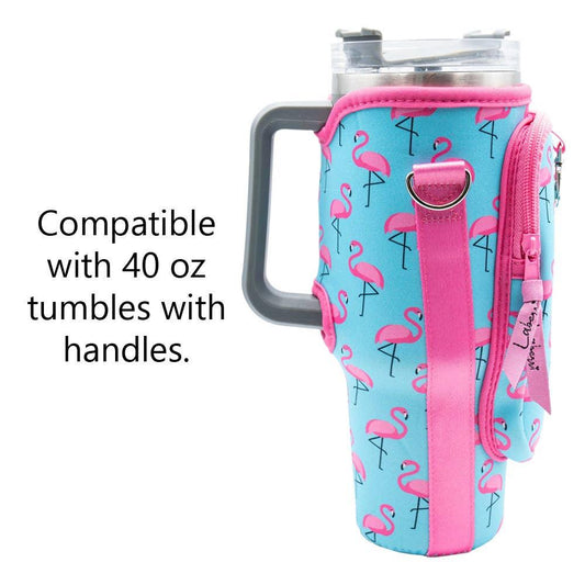40 oz Tumbler "Handle" Bag - Flamingos - Southern Sassy Boutique