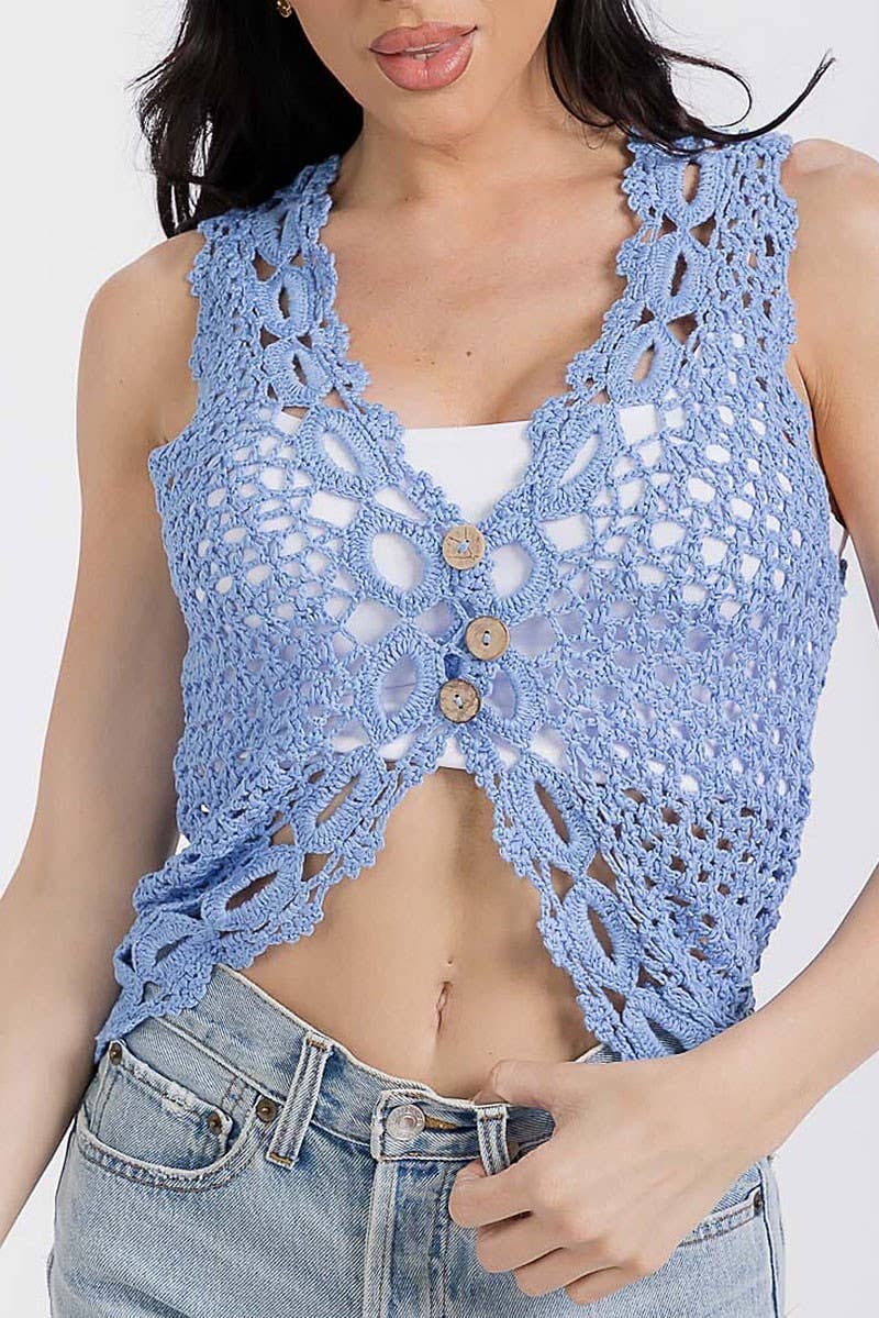 Crochet Button Down Vest