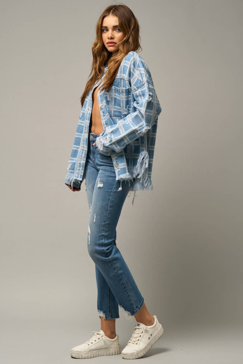 High Stretch Mid Rise Ripped Girlfriend Jeans