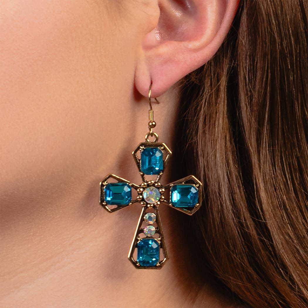 Crystal Cross Earrings - Southern Sassy Boutique