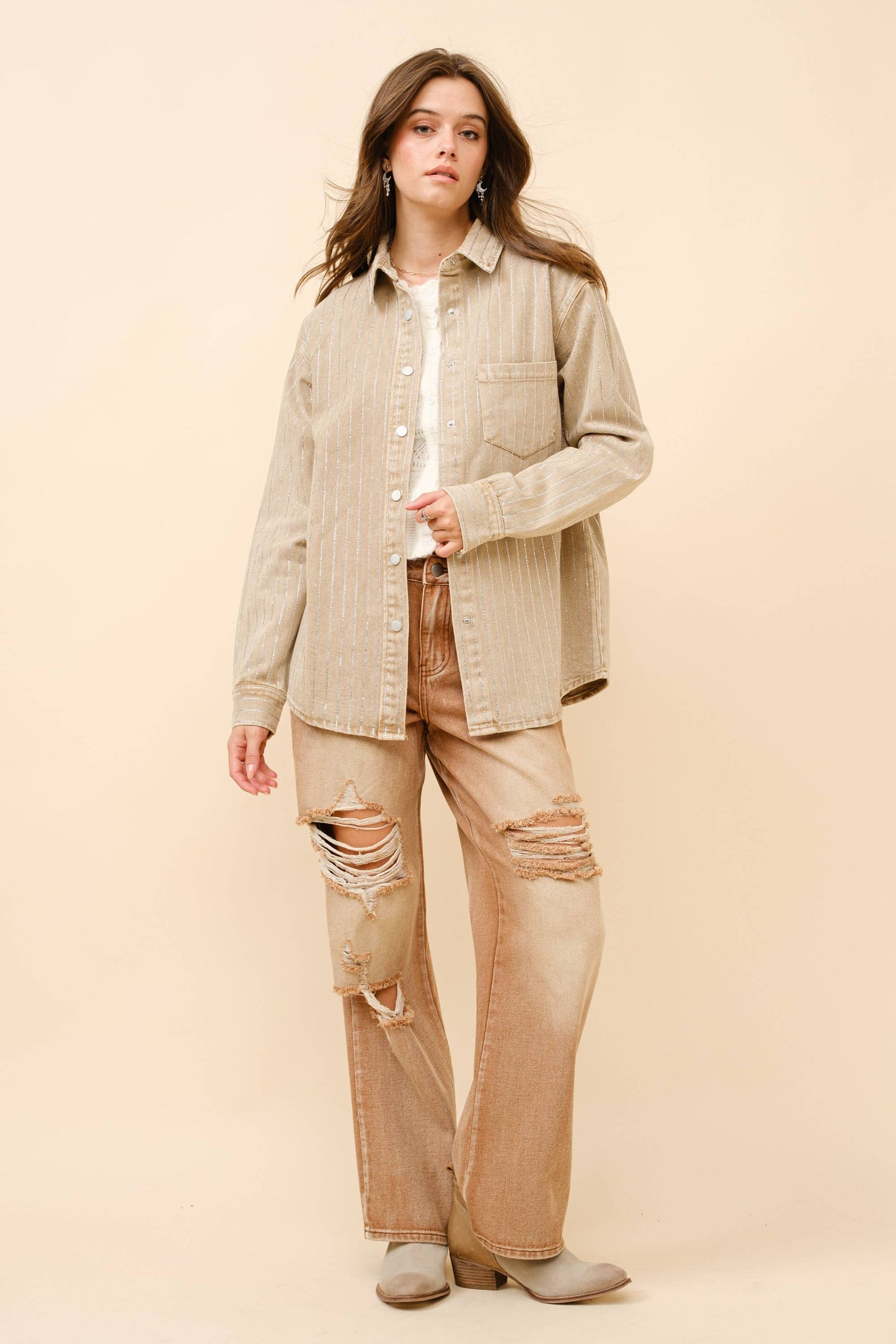 High Luxury Embellished Sparkle Stone Stripe Jacket