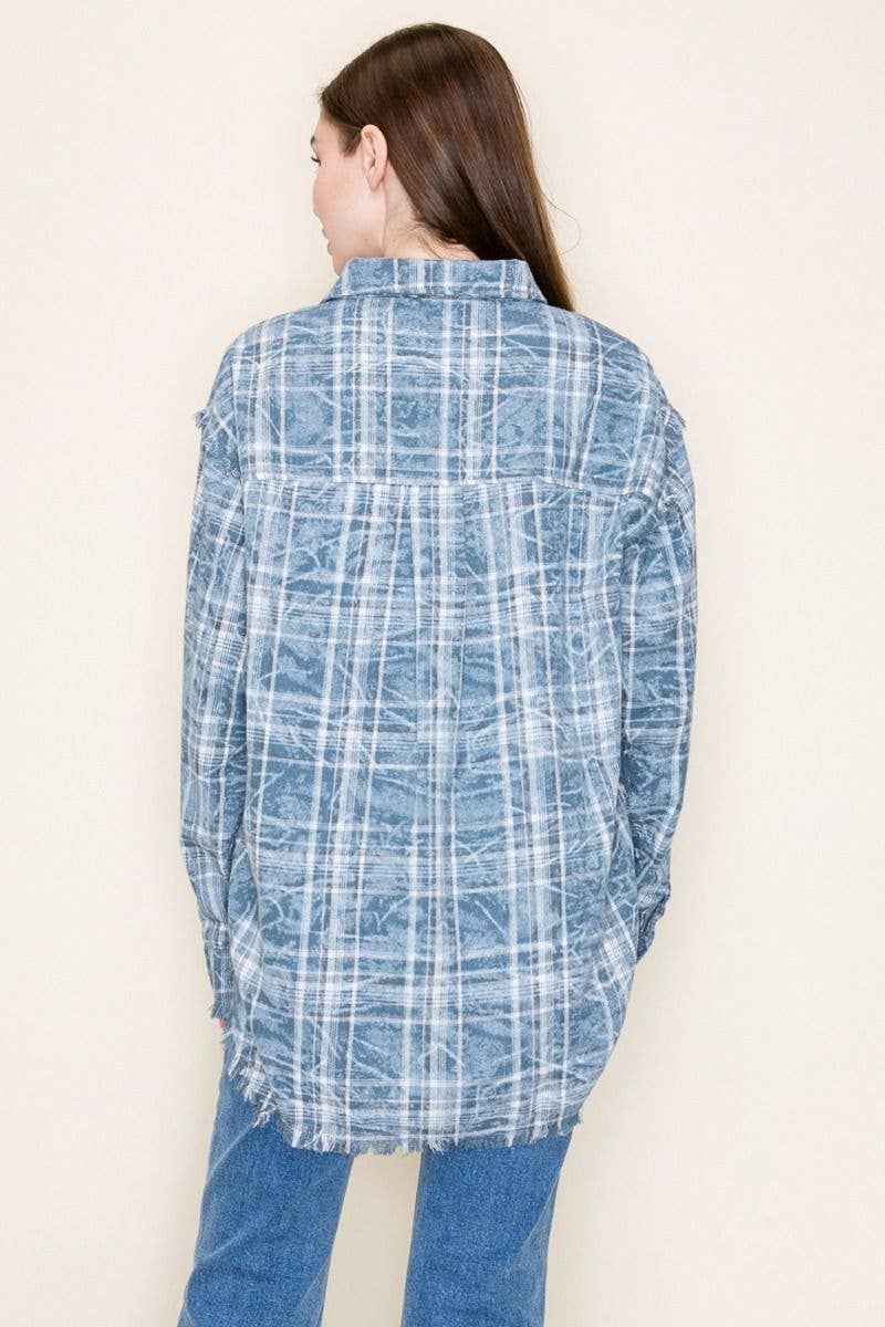 Long Sleeve Plaid Knit Top