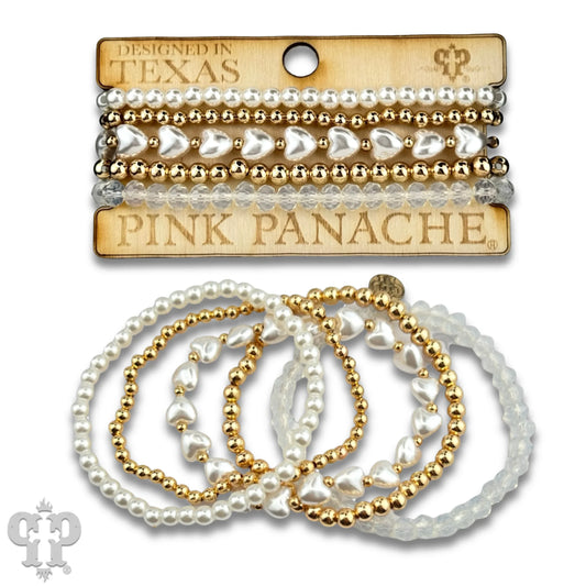 Puffed heart acrylic pearl bracelet - Southern Sassy Boutique