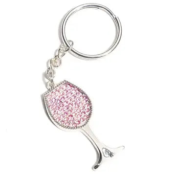 Rhinestone Wine Keychain