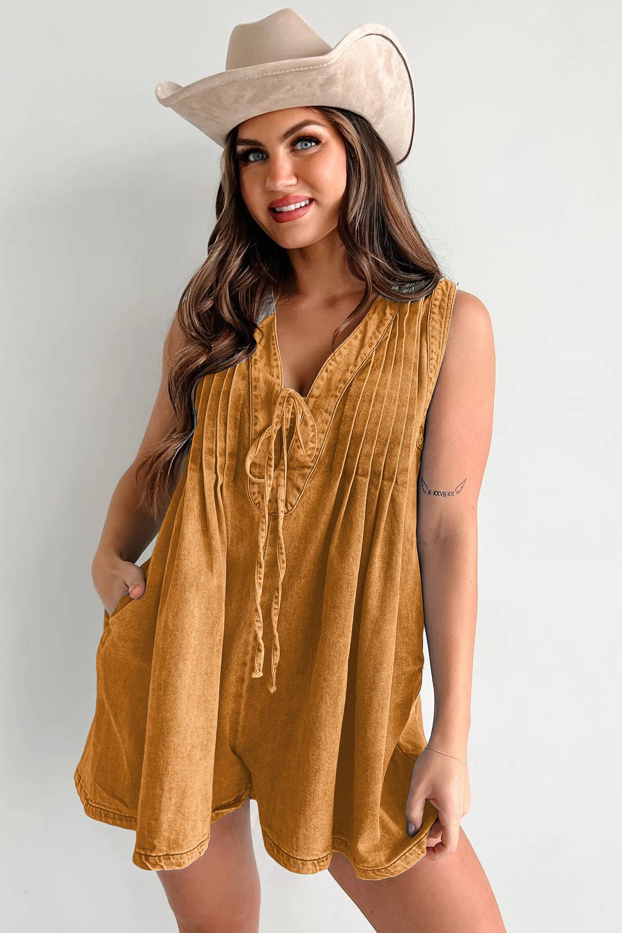Sleeveless Top & Shorts Denim Jumpsuit