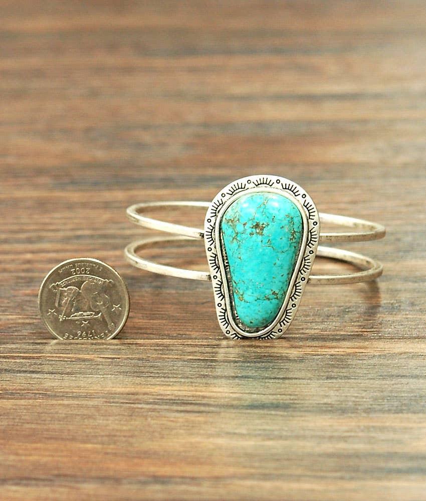 710715, Brass Cuff, Turquoise Bracelet - Southern Sassy Boutique