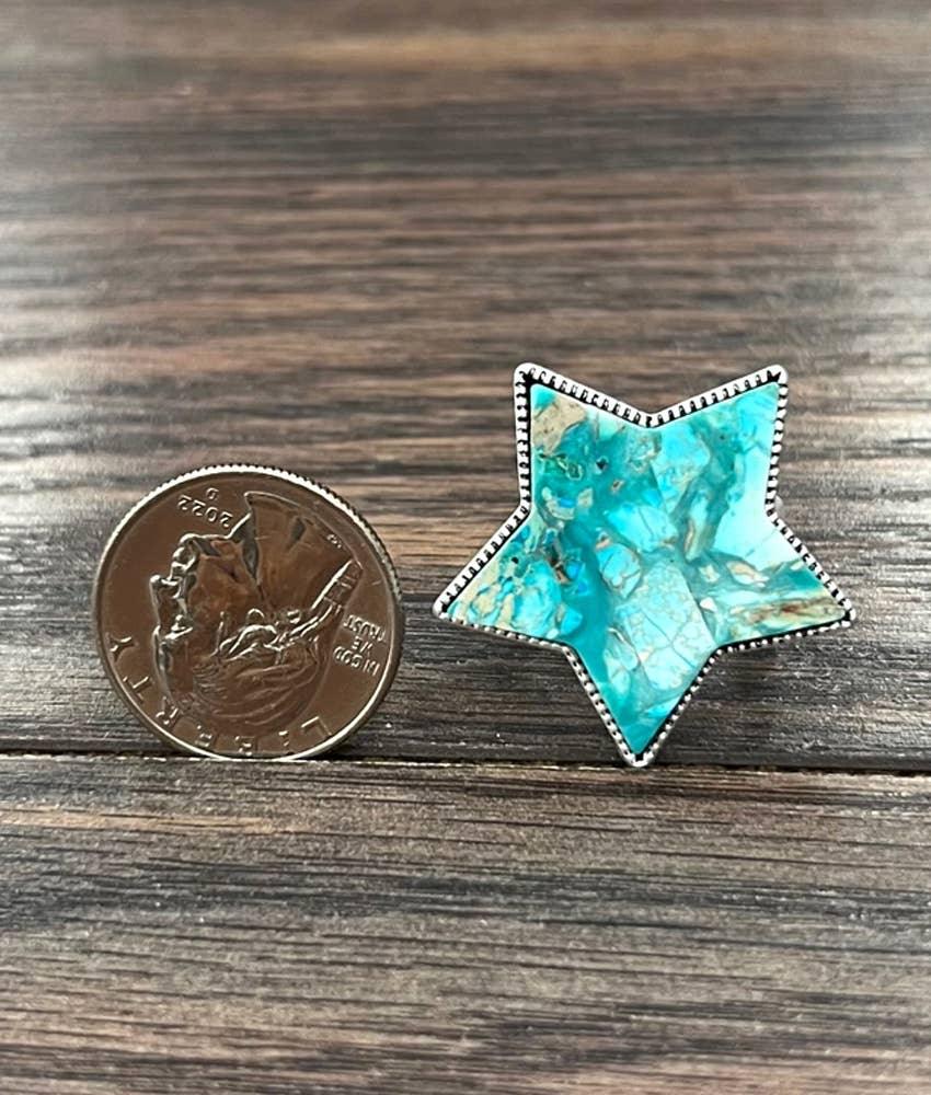 750502, Star Gemstone Adjustable Ring - Southern Sassy Boutique