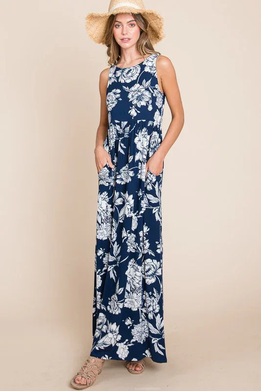 Floral Print Maxi Dress - Southern Sassy Boutique