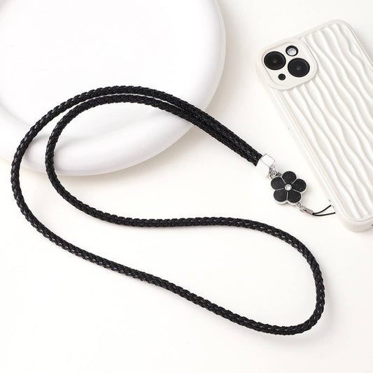 Creative Woven Leather Plum Phone Case Lanyard