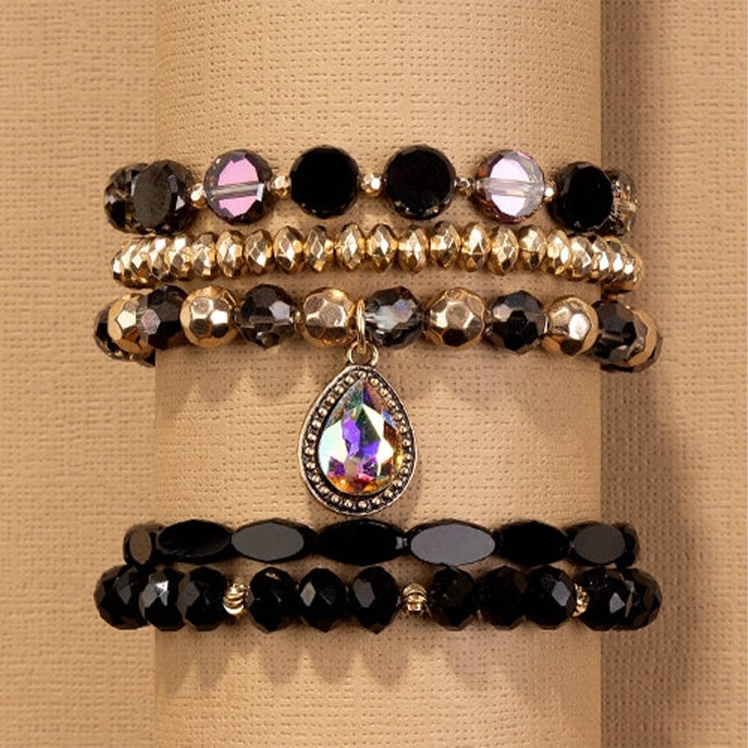 Stacked Glass Rhinestone Bracelets