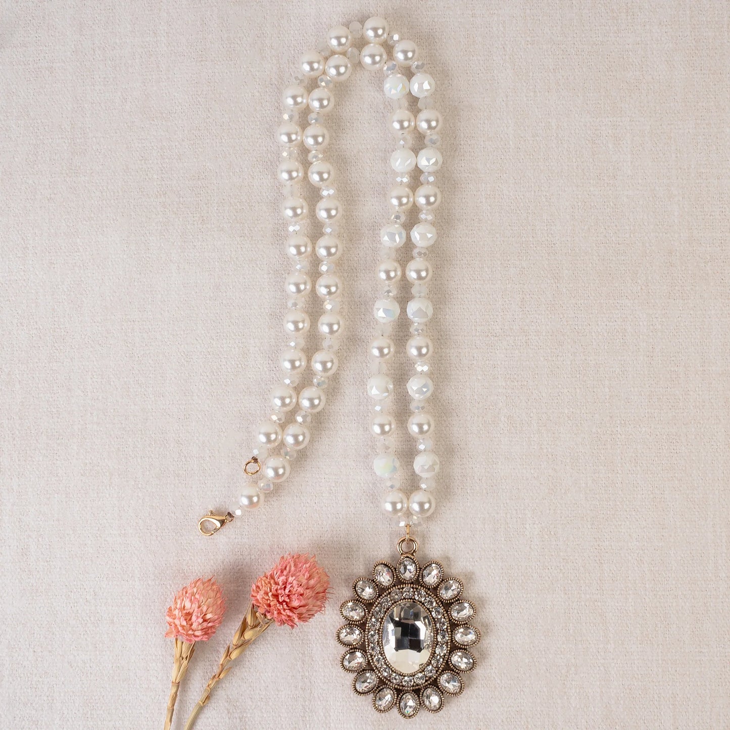 Crystal & Pearl Strand Necklace