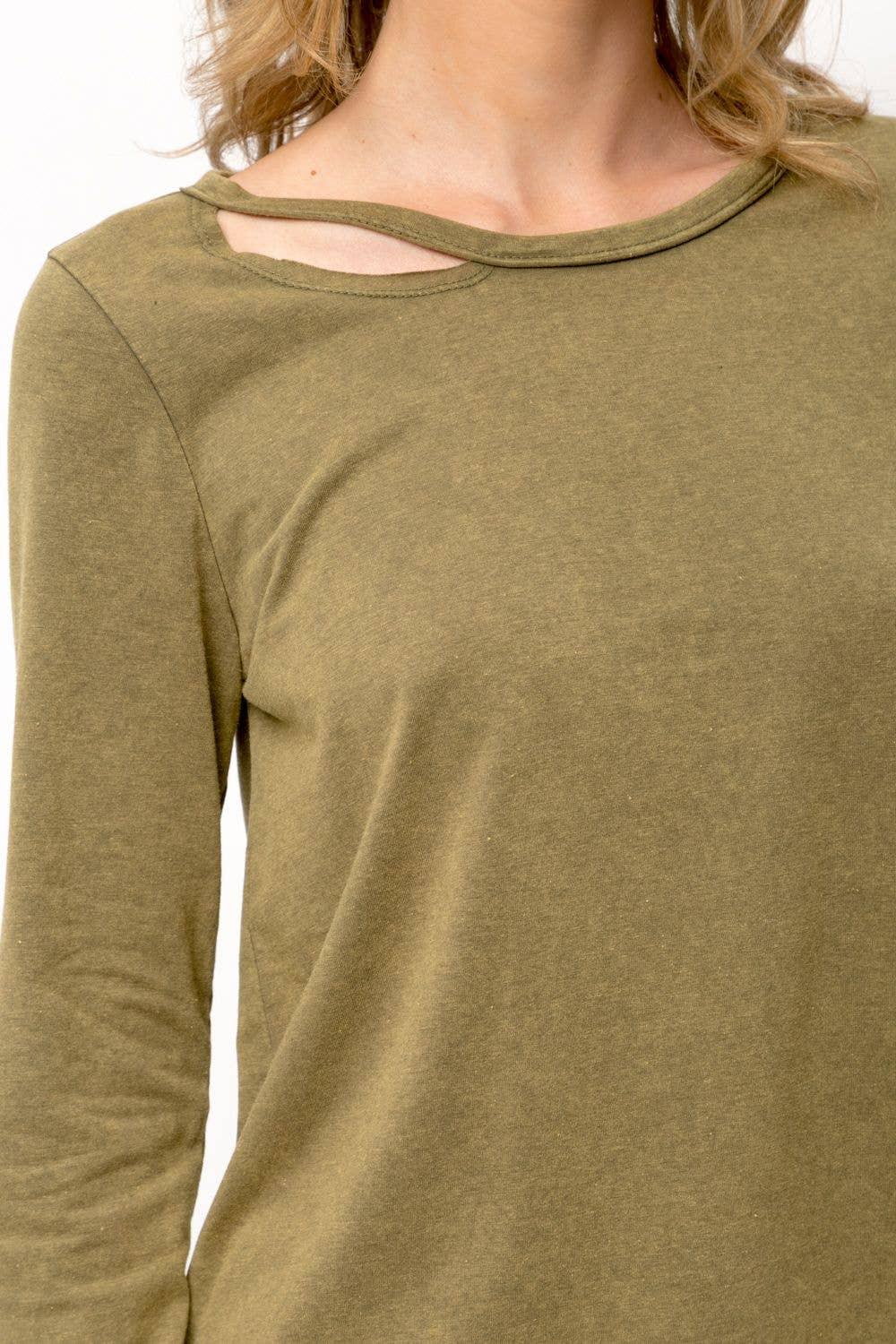 Cut-Out Long Sleeve Top - Southern Sassy Boutique