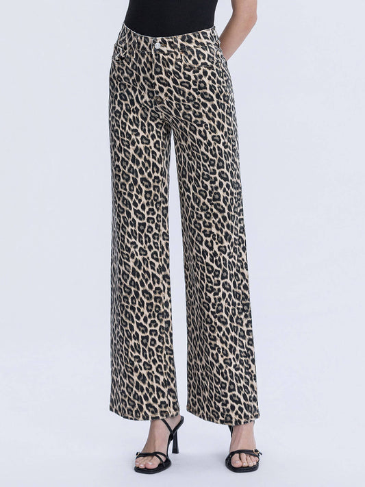 SUPER HIGH RISE LEOPARD PRINT WIDE LEG JEANS LV2000LPD