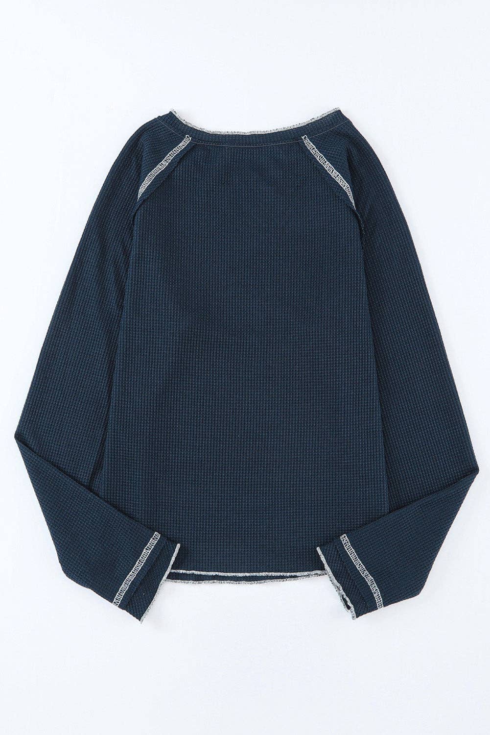 Waffle Knit Long Sleeve Top