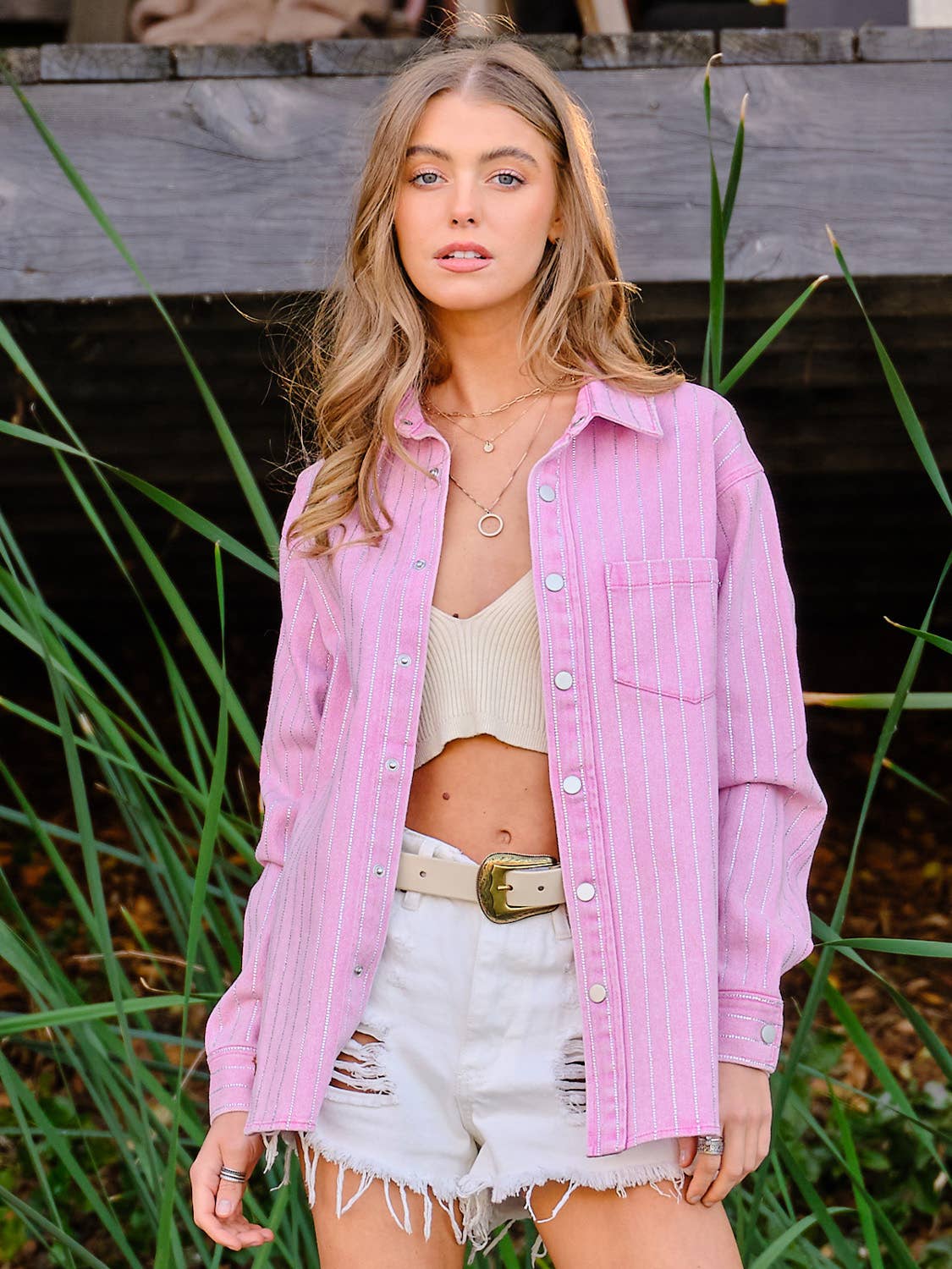High Luxury Embellished Sparkle Stone Stripe Jacket
