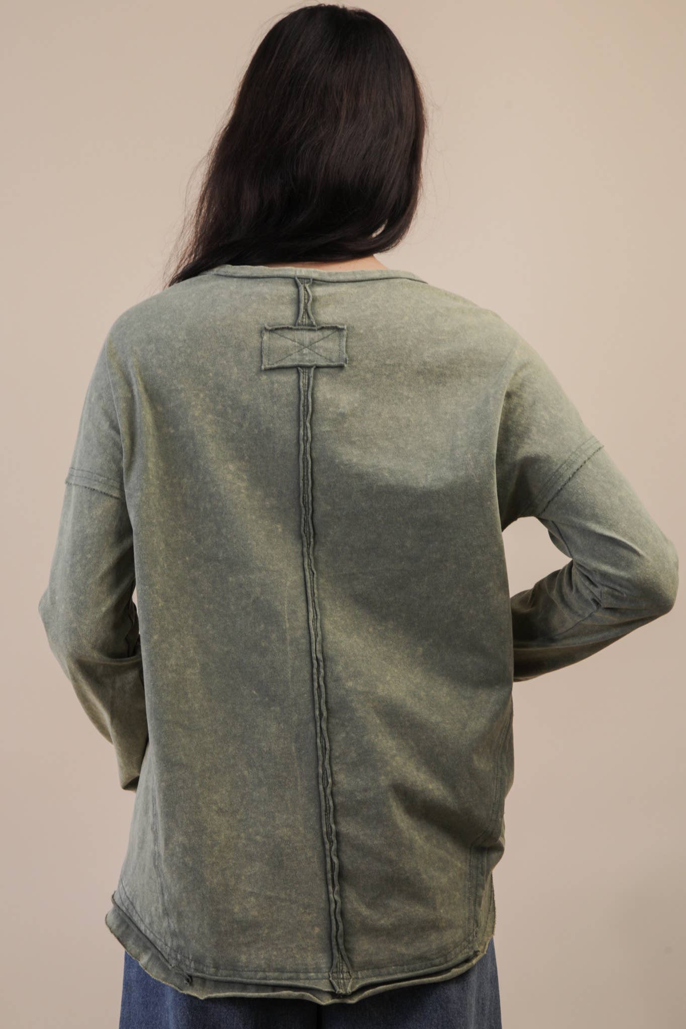 Mineral Washed Casual Knit Top