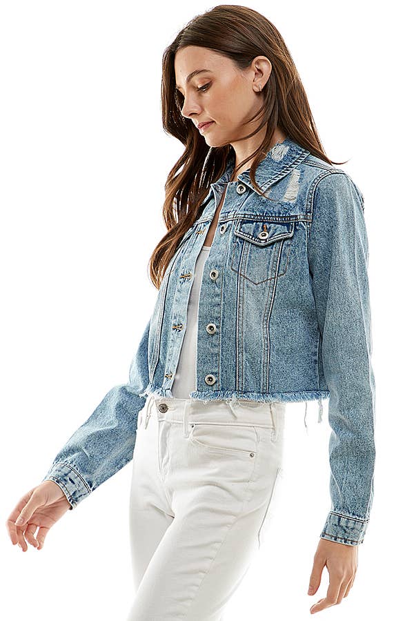 Ladies Distressed Denim Jacket