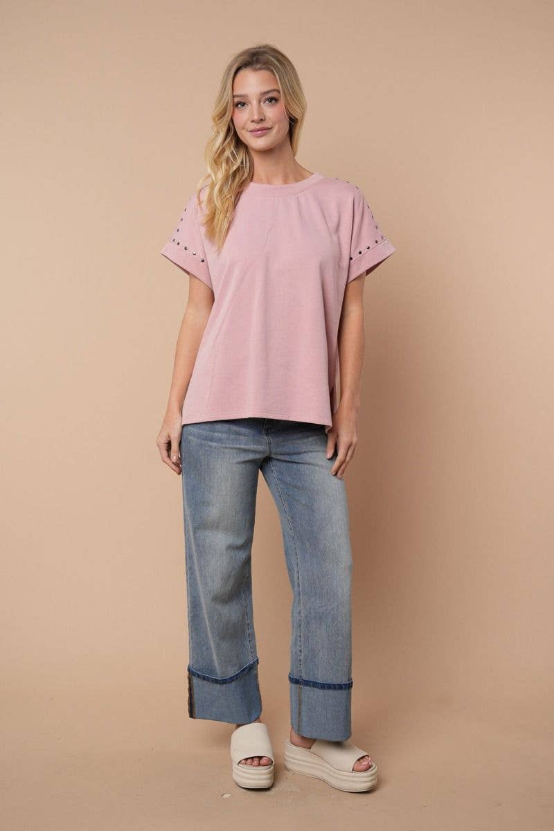 Short Sleeve Solid Knit Top