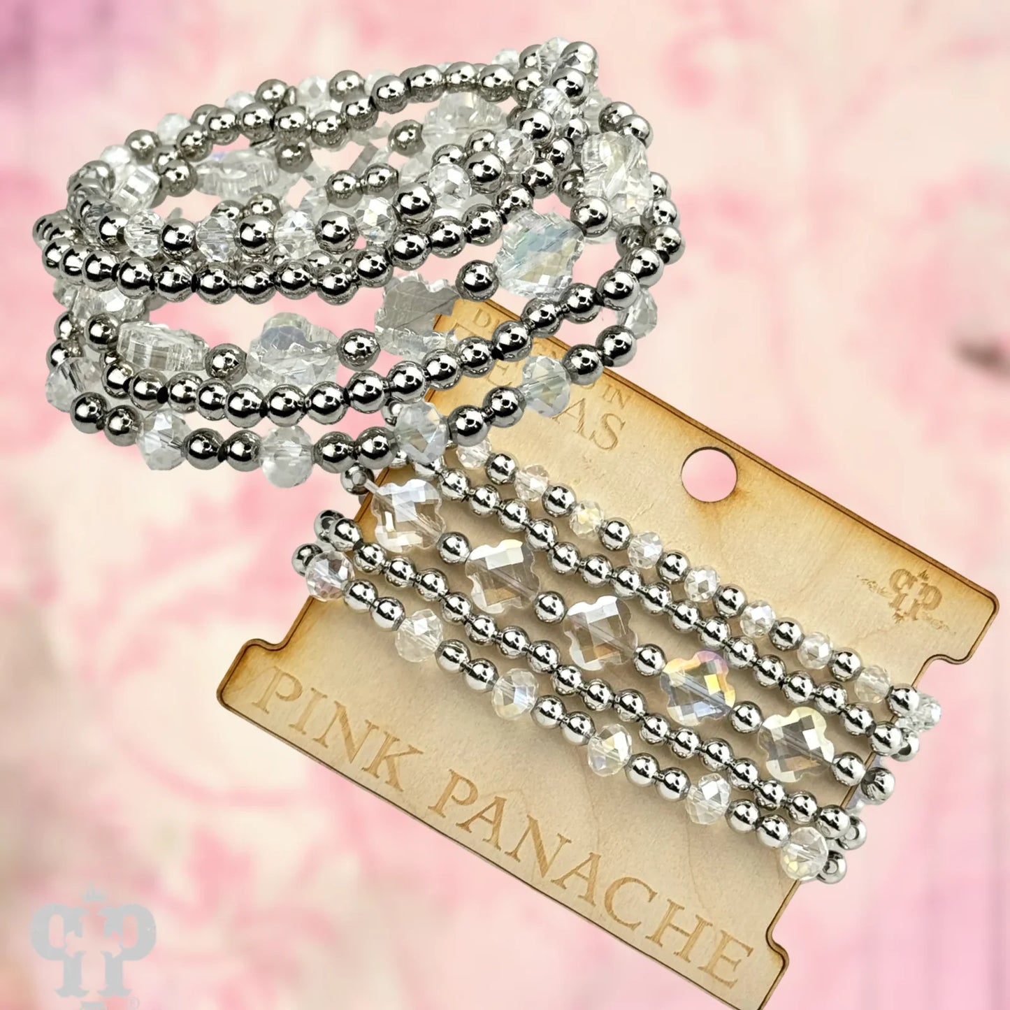 Crystal and silver bead bracelet set - Southern Sassy Boutique