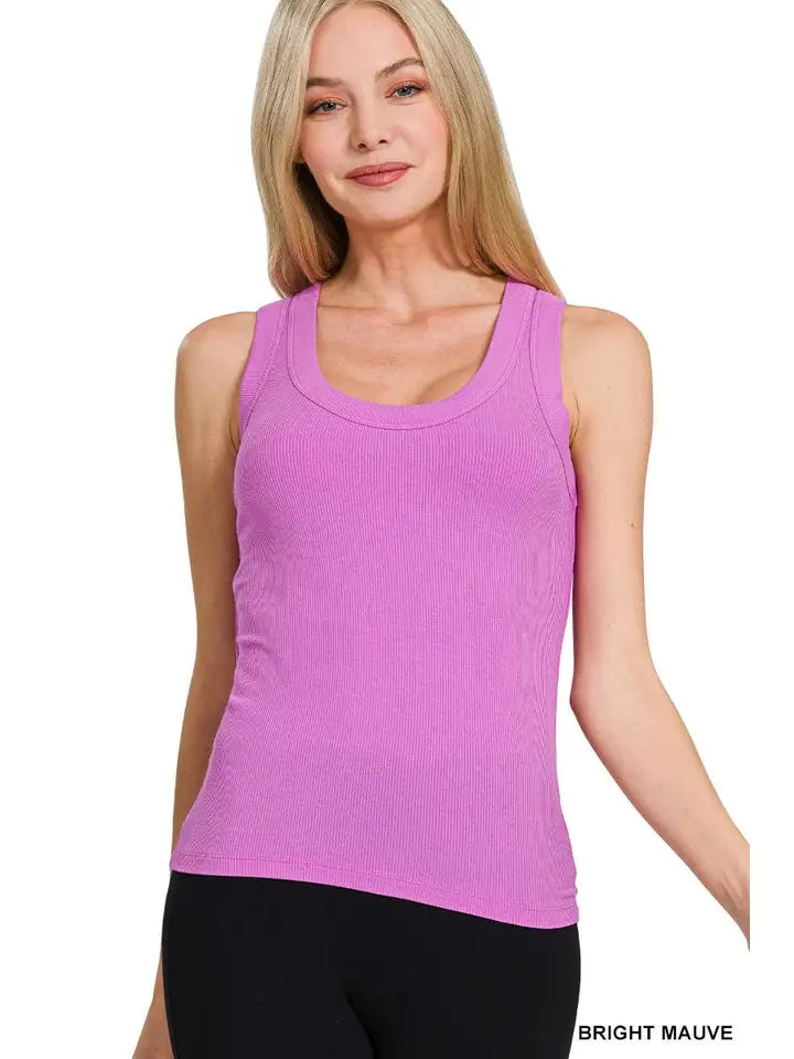 Ribbed Scoop Neck Tank Top