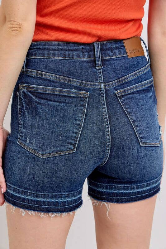High Waisted Tummy Control Destroy Release Hem Shorts