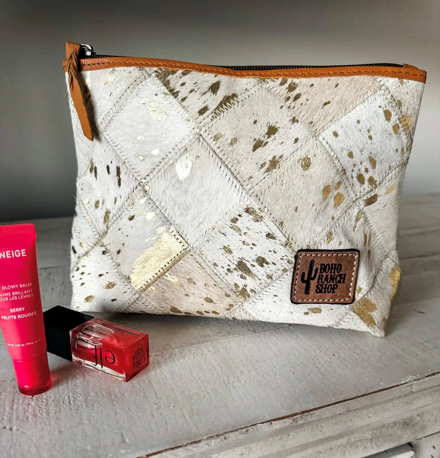 Western Cowhide Makeup Bag Travel