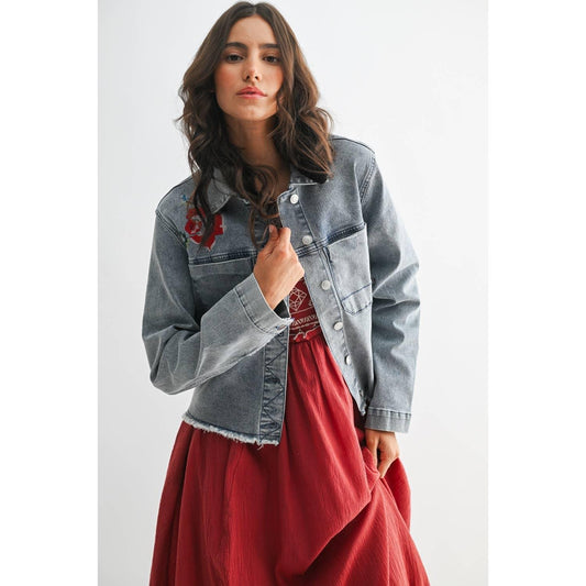 STYLISH EMBROIDERED DENIM JACKET - Southern Sassy Boutique