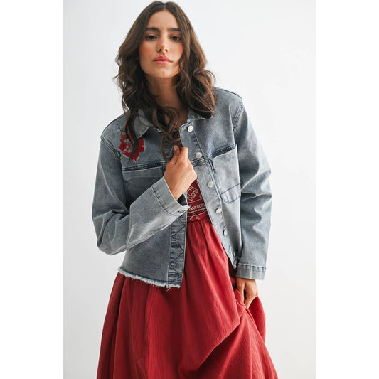 STYLISH EMBROIDERED DENIM JACKET