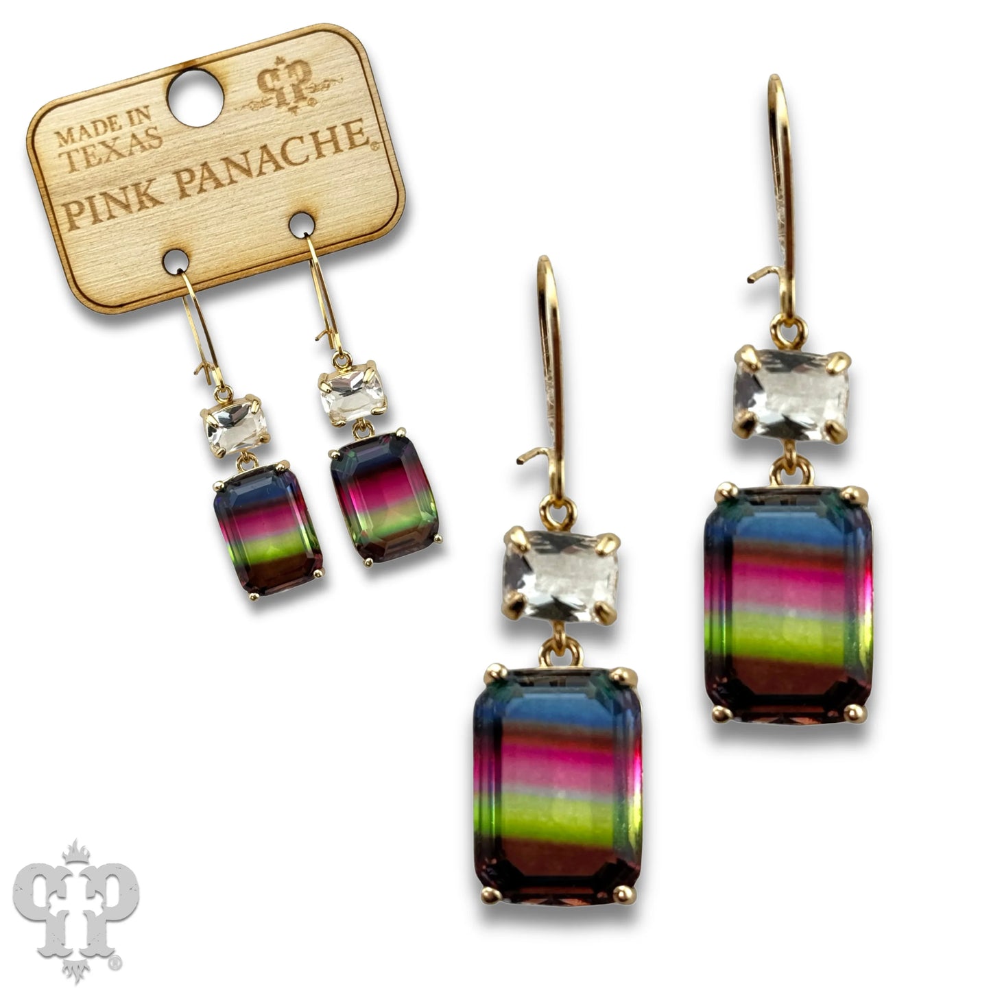 Multi-color ombre rhinestone earring - Southern Sassy Boutique