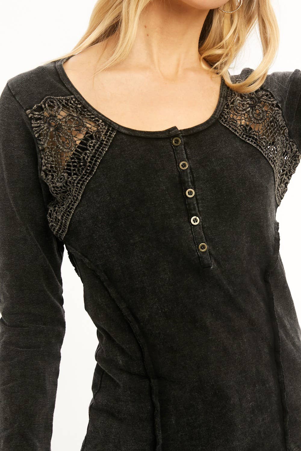 Lace Button Detail Top