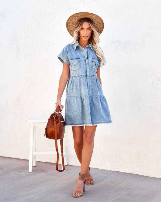 Casual Denim Shirt Dress - Southern Sassy Boutique