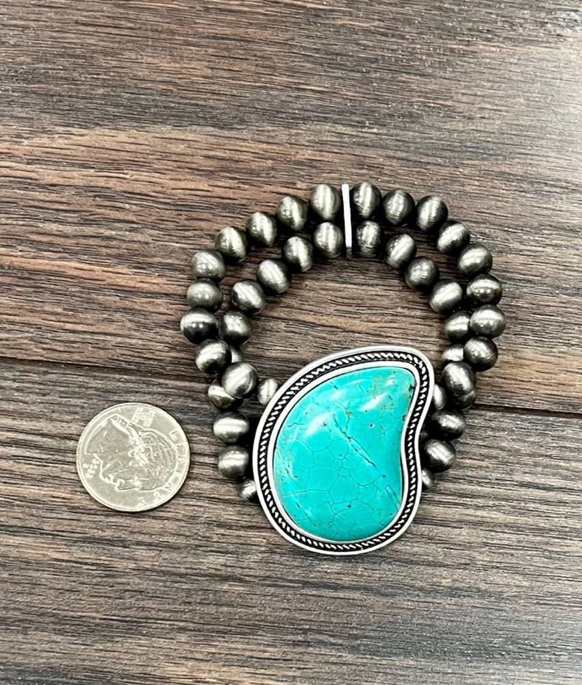 Two strand Navajo Turquoise Stretch Bracelet - Southern Sassy Boutique