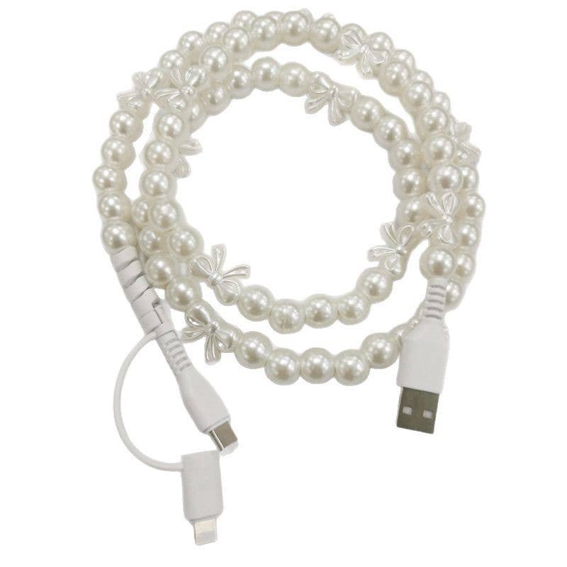 Pearl & Bow Cord Charging Cable 2 in 1 Charger- 39 inches