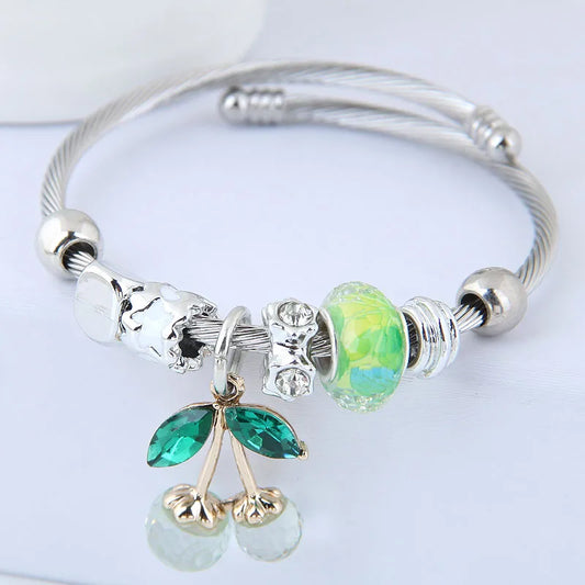Cherry Alloy Inlay Rhinestones Bangle
