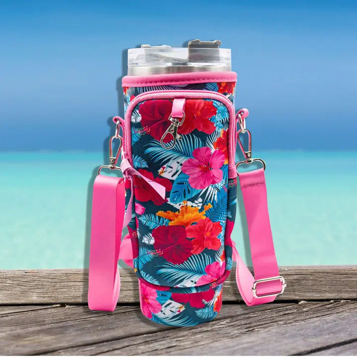 40 oz Tumbler "Handle" Bag - Flamingos