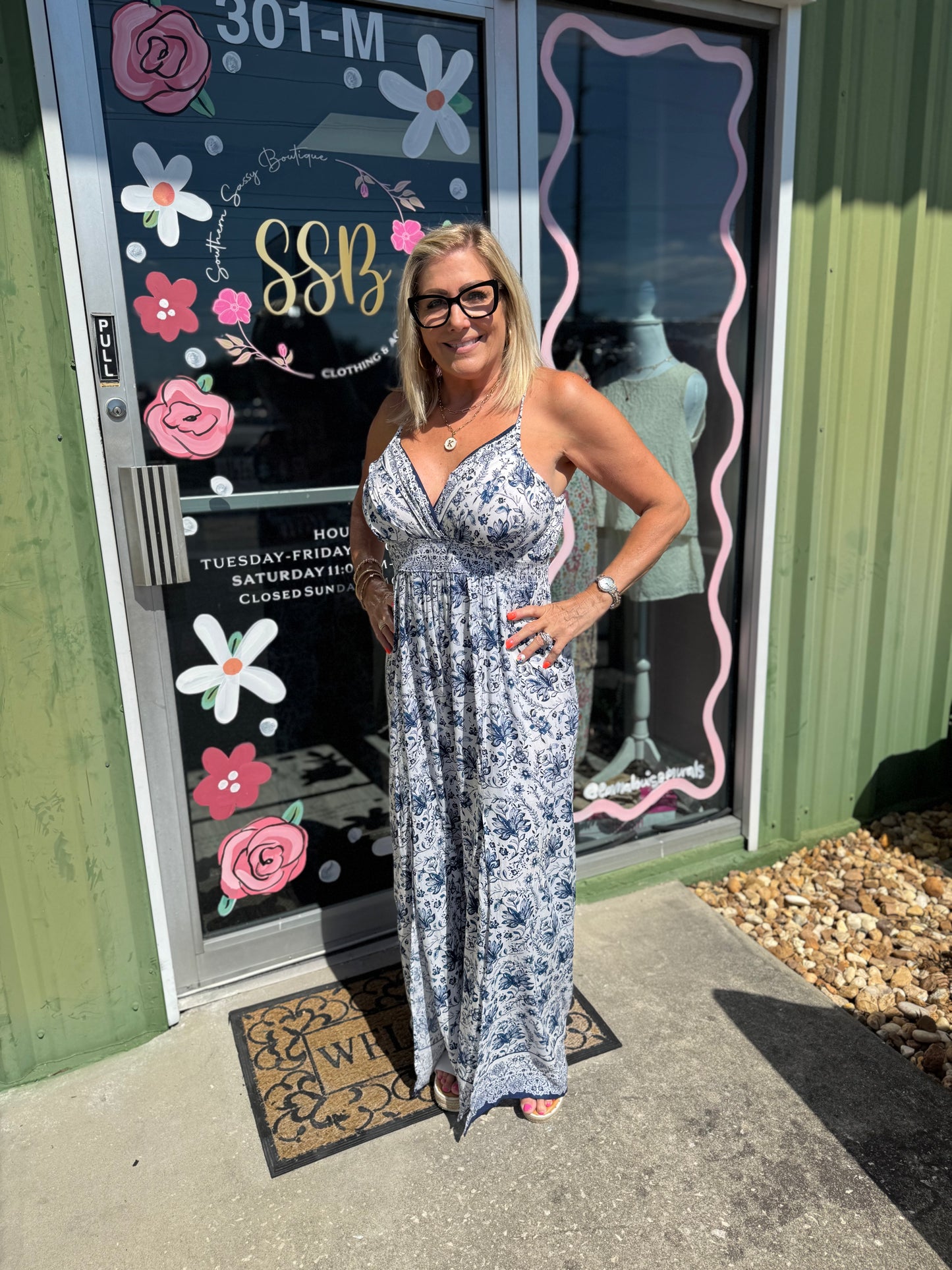 Floral Print Jumpsuit with Front Slits
