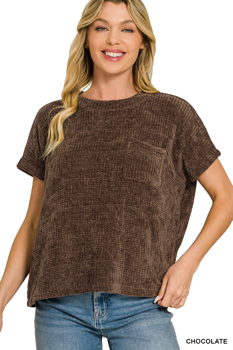 Chenille Short Sleeve Sweater