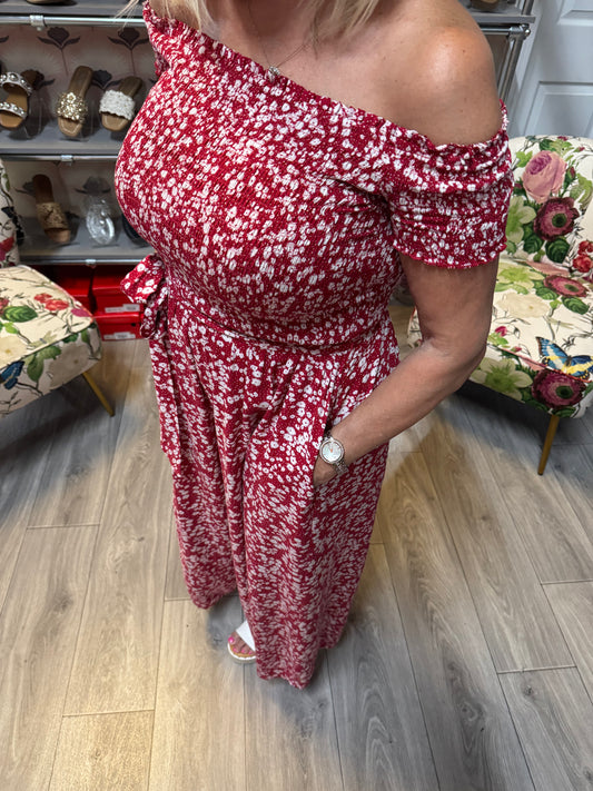 Floral Print Off Shoulder Jumpsuit