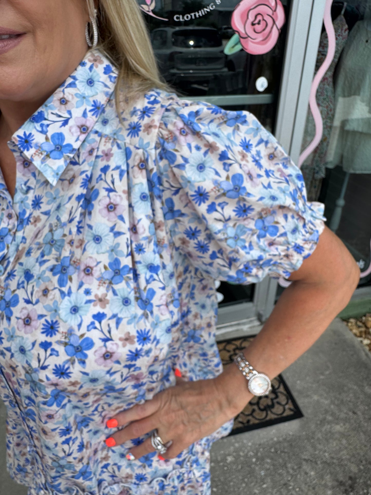 Floral Print Mini Shirt Dress