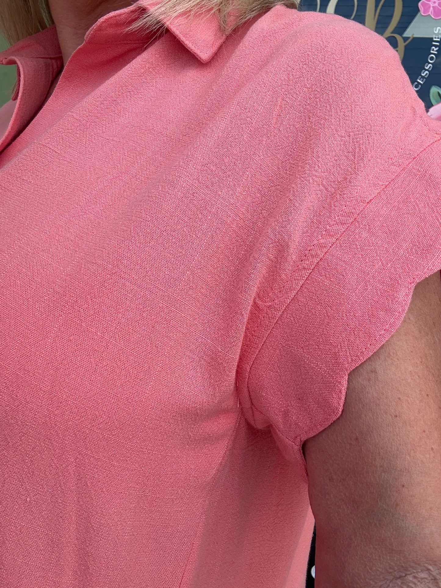 Linen Scalloped Hem Dress