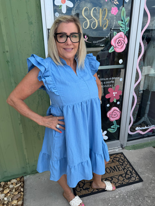 Ruffle Sleeve Babydoll Dress