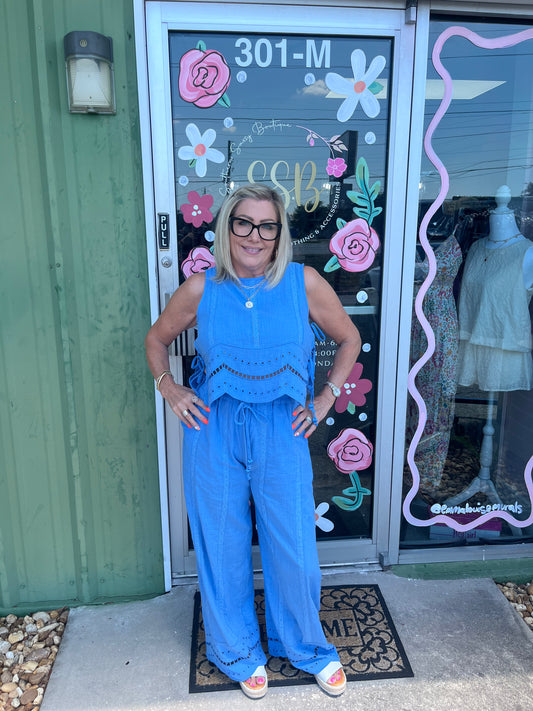 Embroidered Pant Matching Set