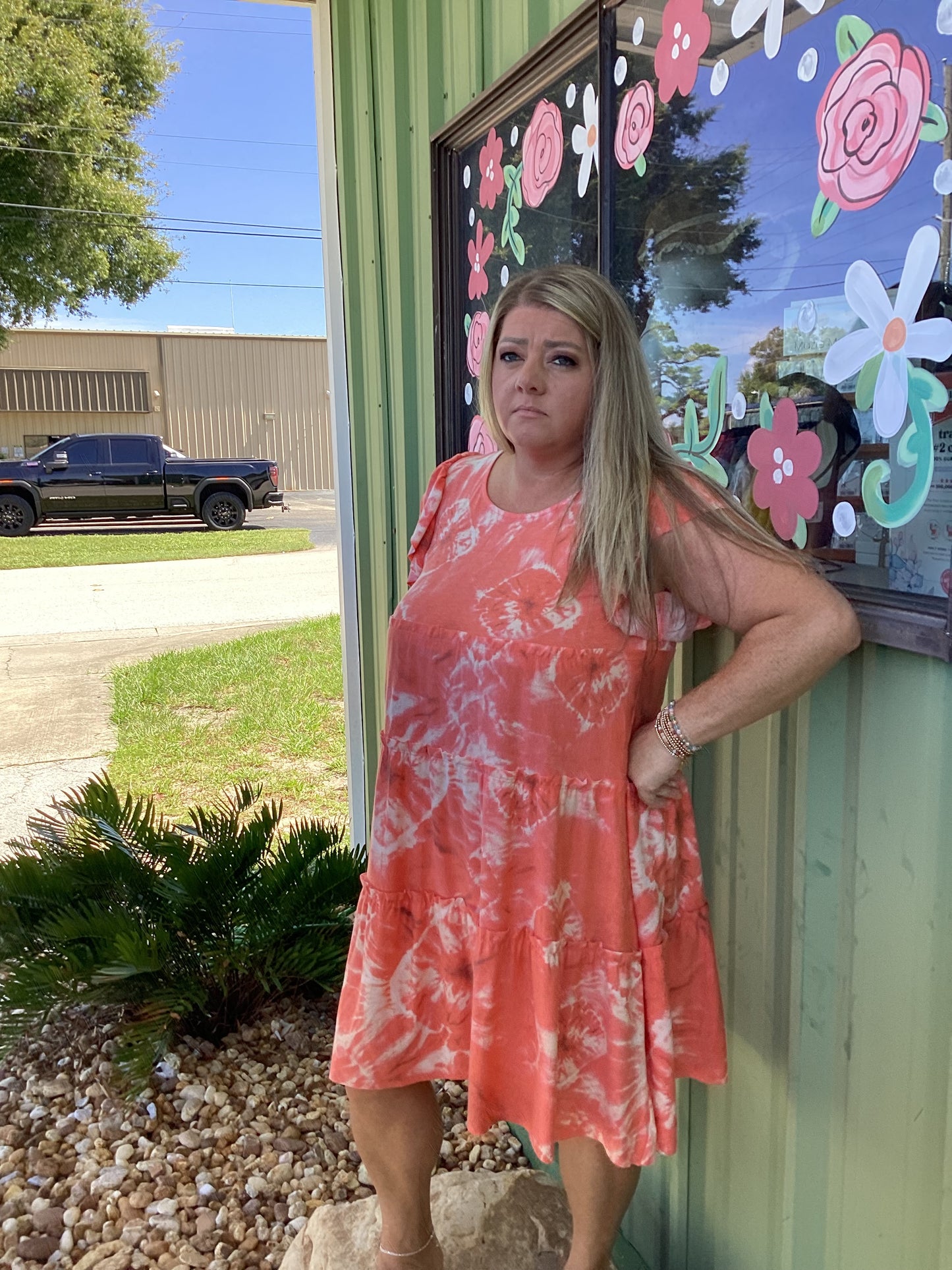 Tie-Dye Ruffle Tiered Dress