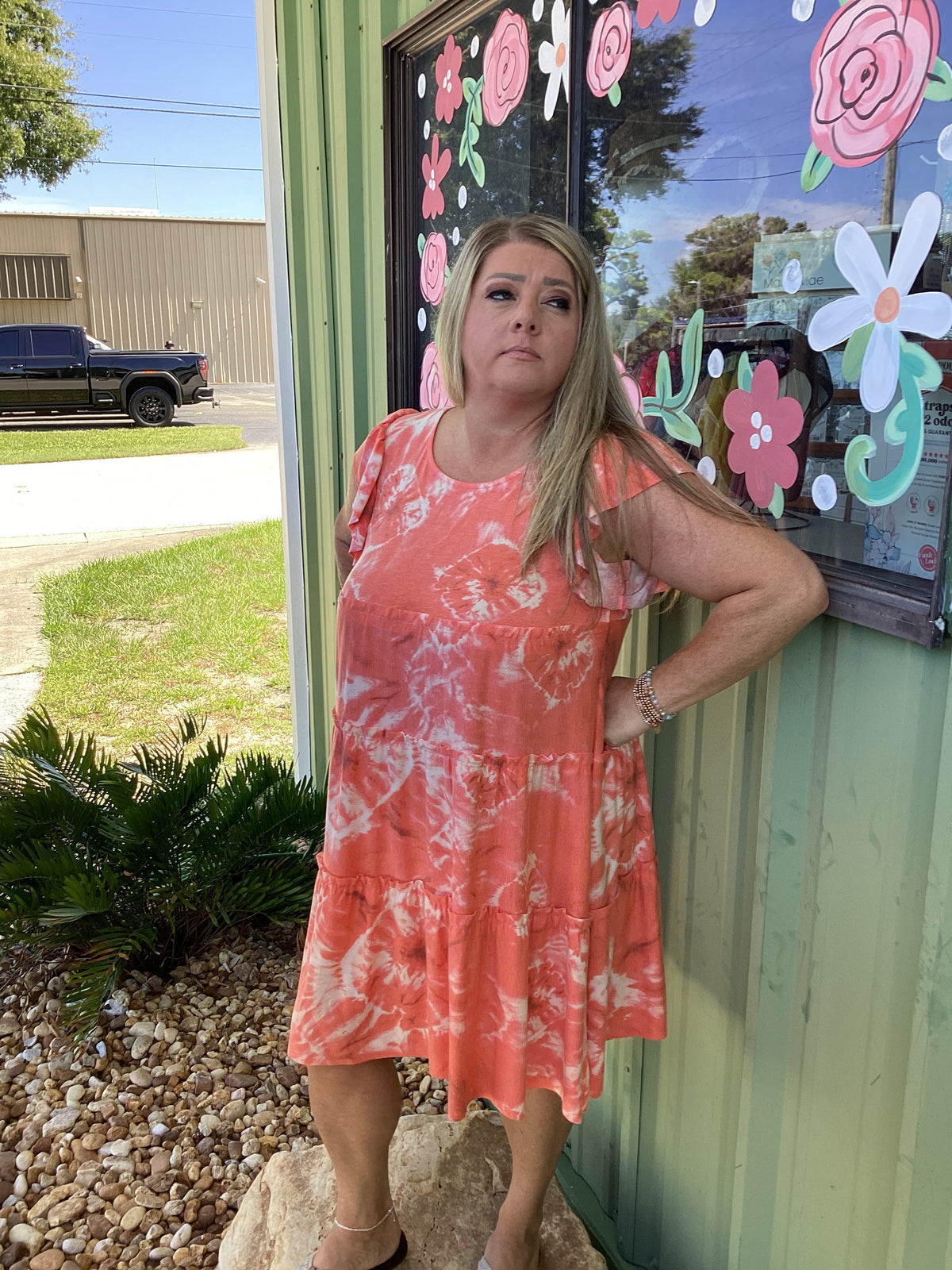 Tie-Dye Ruffle Tiered Dress