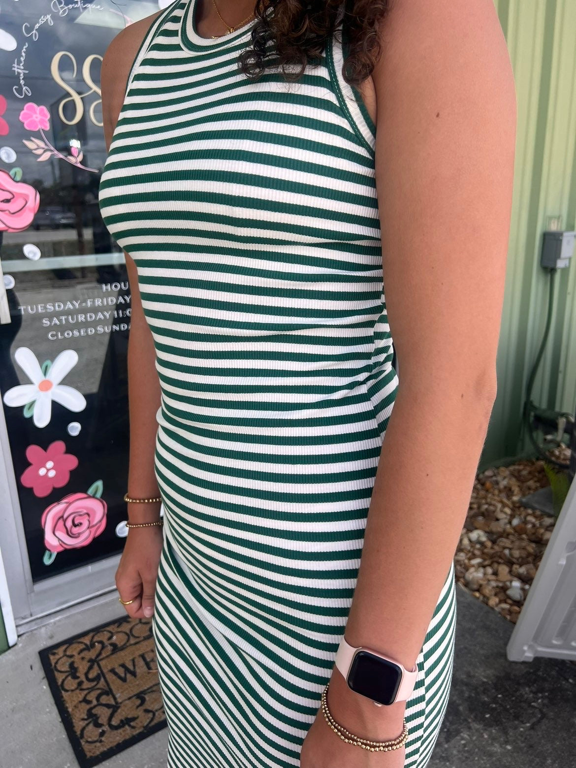 Striped Ribbed Tank Dress