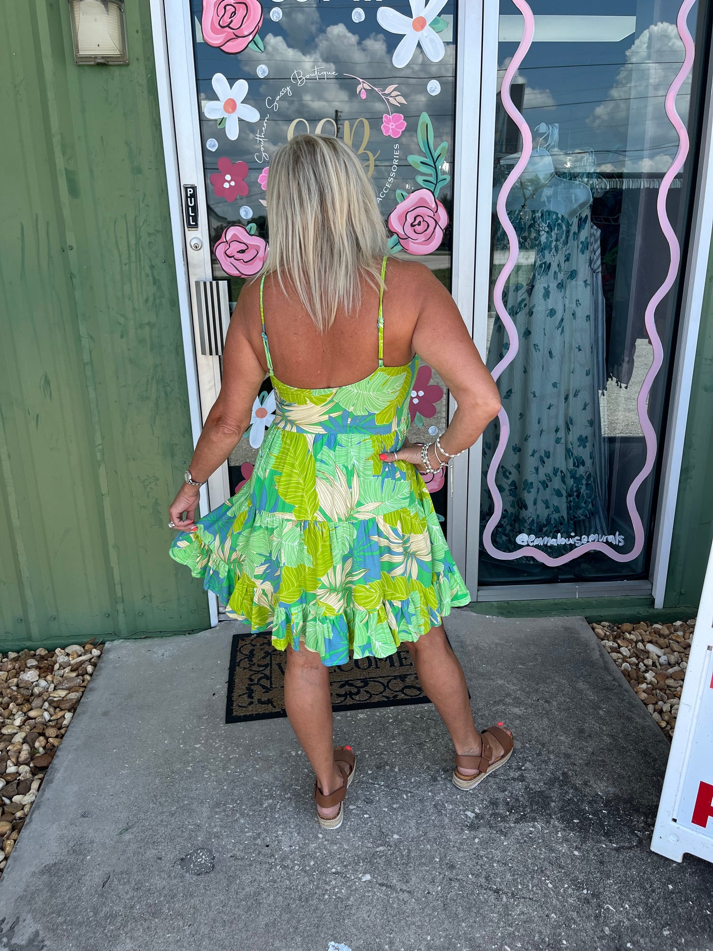 Babydoll Tropical Print Mini Dress