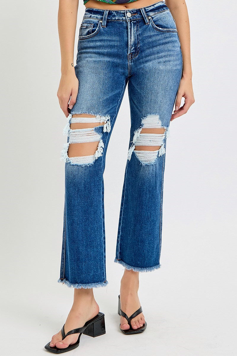 Risen Mid Rise Crop Flare Jeans