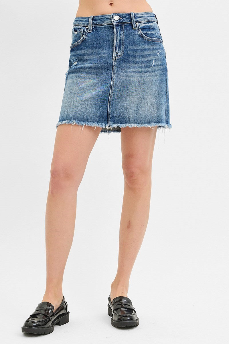 Curvy Mid-Waist Pencil Denim Skirt